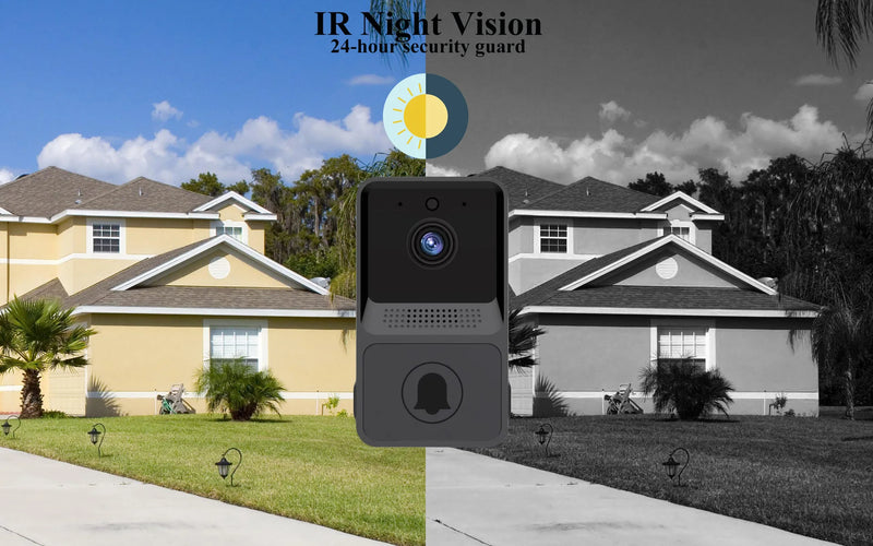 Câmera doméstica sem fio inteligente, monitor de campainha, visão noturna do porteiro, segurança do alarme infravermelho, interfone doméstico.