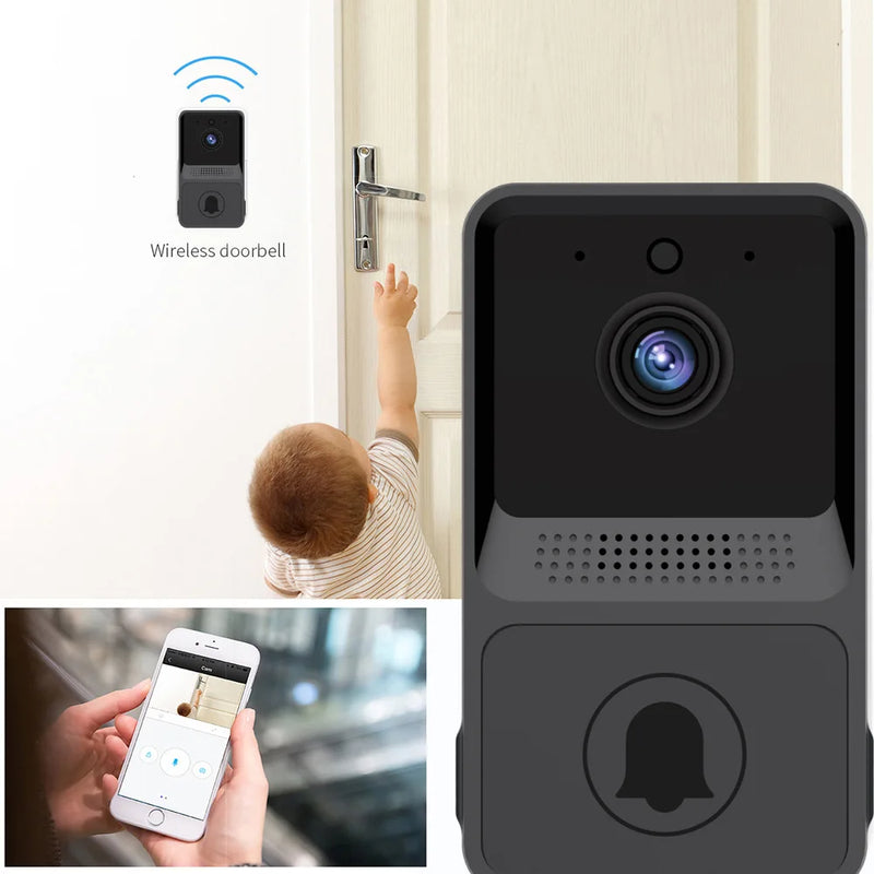 Câmera doméstica sem fio inteligente, monitor de campainha, visão noturna do porteiro, segurança do alarme infravermelho, interfone doméstico.