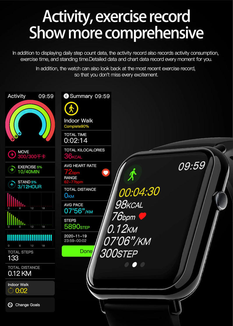 SMARTWATCH Q19 Pro relógio inteligente para esporte, monitoramento de temperatura, passos do medidor, frequência cardíaca, pressão arterial, sono, tempo, medidor, smartwatch para esporte, 2024