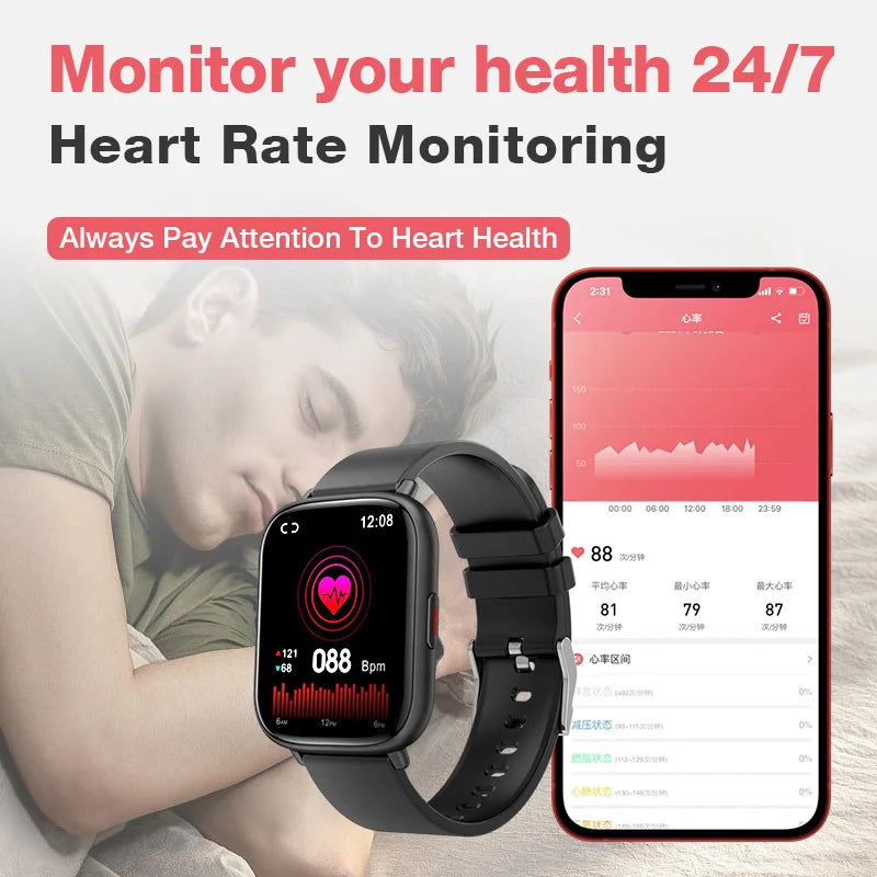 Smartwatch Q9 Pro GT2 para homens e mulheres, tela TFT HD de 1,85 Polegada, frequência cardíaca e monitoramento de temperatura corporal, monitoramento verdadeiro de oxigênio no sangue.